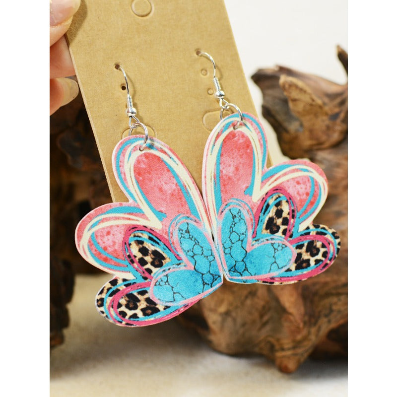 Wholesale Valentine's Day Leather Double-sided Printing Soft Material Graffiti Hand-painted Earrings
